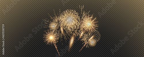 Vector realistic lights, flares. Magic fireworks in the night sky, Christmas background for holiday design, poster, postcard on a transparent background, png. Holiday lights.