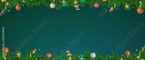 Christmas garland on a transparent background. Vector frame for banners, posters, cards. Christmas realistic winter theme, vector, png.	
