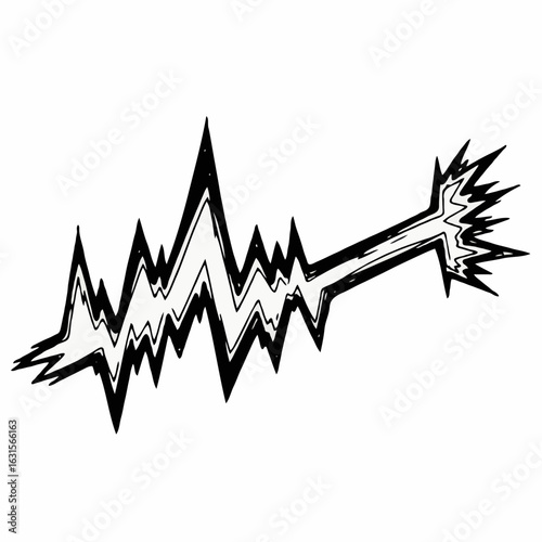 Stylized black and white lightning bolt energy discharge effect
