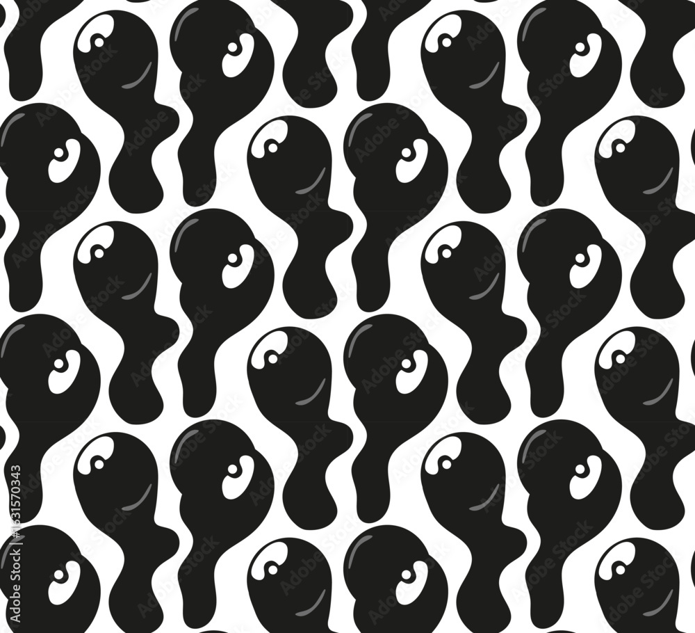 Fototapeta premium Abstract seamless pattern with black and white large doodles.