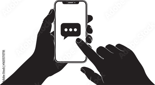 Hand Holding Phone with Chat Icon Vector