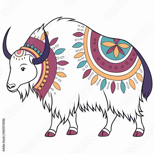 Decorative yak isolated on white background