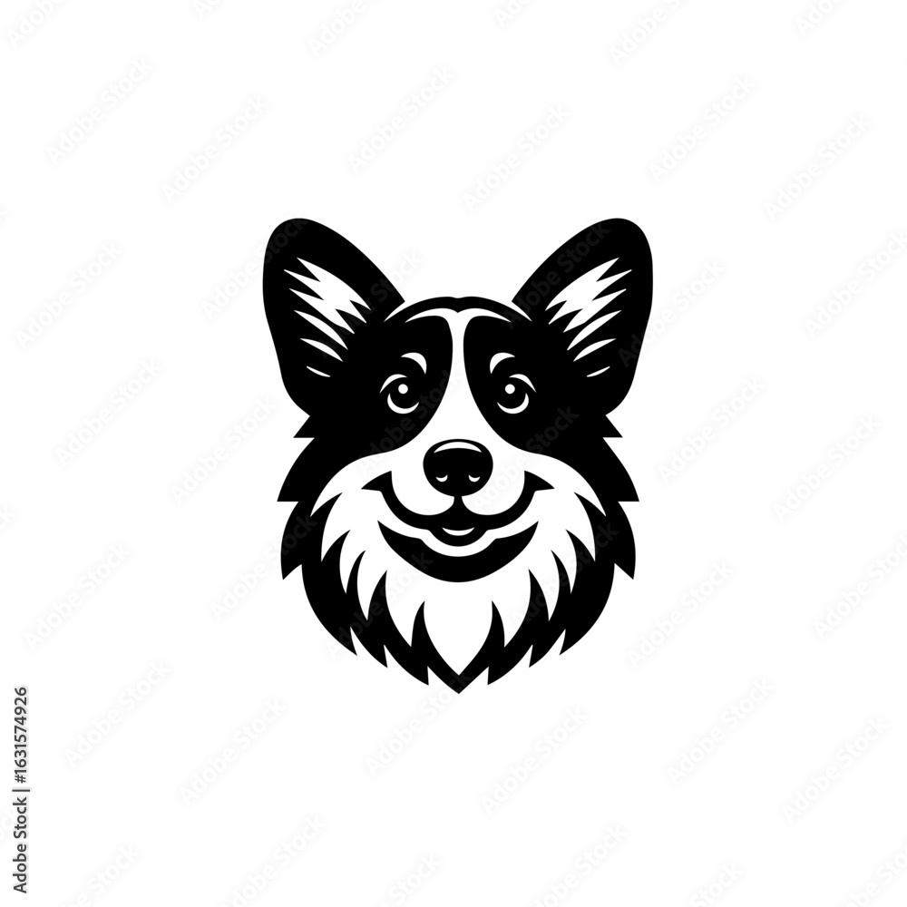 Naklejka premium Pembroke welsh corgi dog face illustration isolated on white background