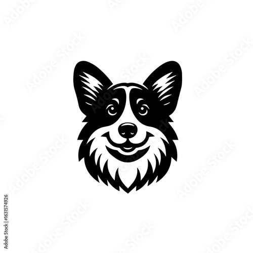 Pembroke welsh corgi dog face illustration isolated on white background