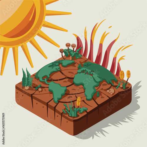 flat design land drying global warming 2
