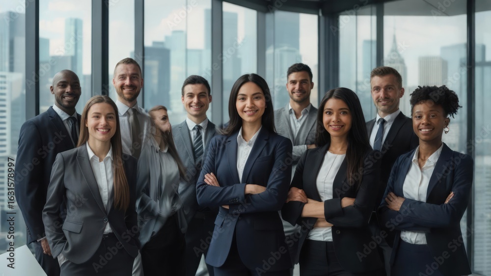 Fototapeta premium Business team posing in modern office