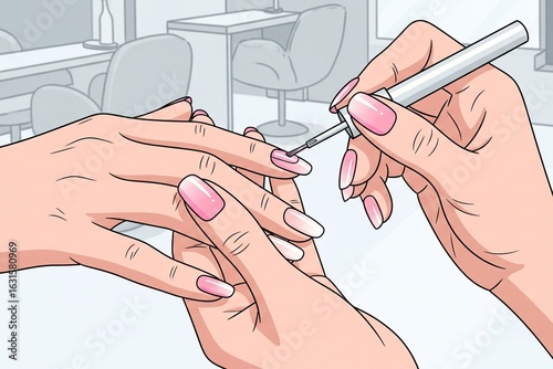 Elegant Ombre Nail Painting During Manicure Session