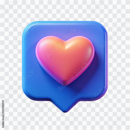 3D E-commerce Neon Heart Icon | Love Symbol for Shopping & Online Wishlist 2