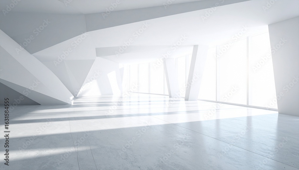 Obraz premium Modern Minimalist White Architecture Interior Design Space.