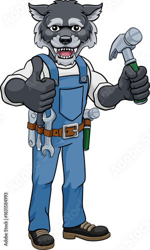 Wolf Mascot Carpenter Handy...