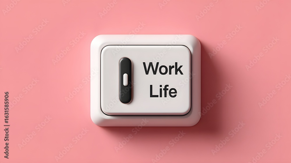 Toggle Button Illustrating Work Life Balance on a Pink Background Toggle Button Illustrating Work Life Balance on a Pink Background