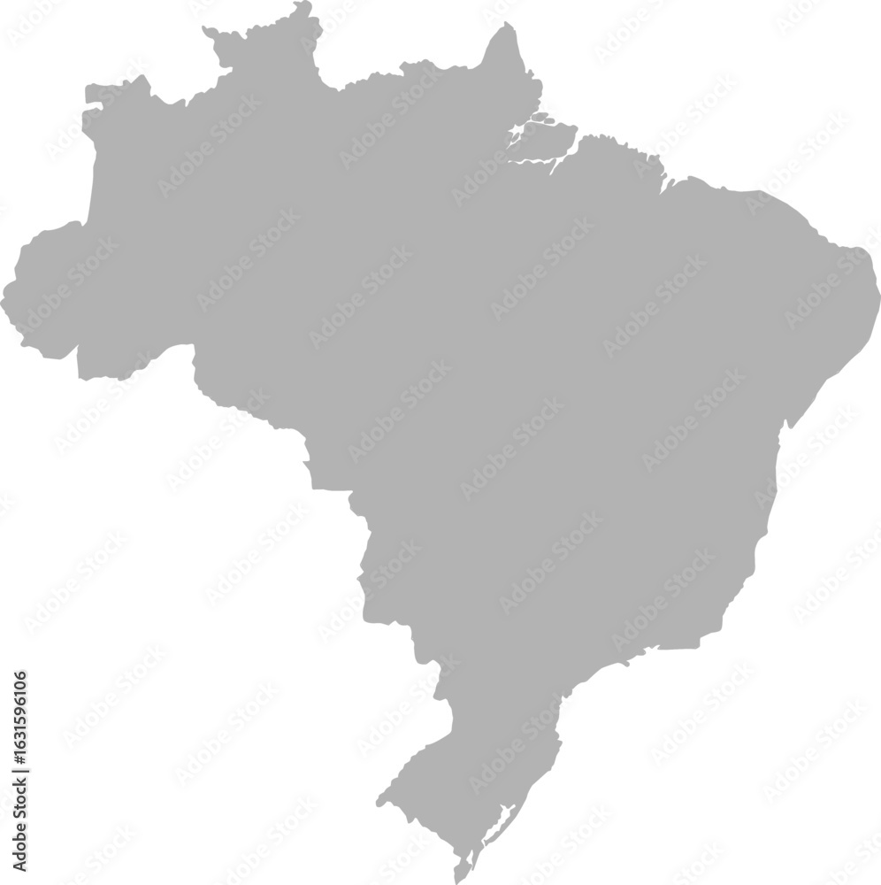 Fototapeta premium Clean, minimalist gray silhouette map of Brazil. Ideal for modern design, educational projects, or elegant data visualization.