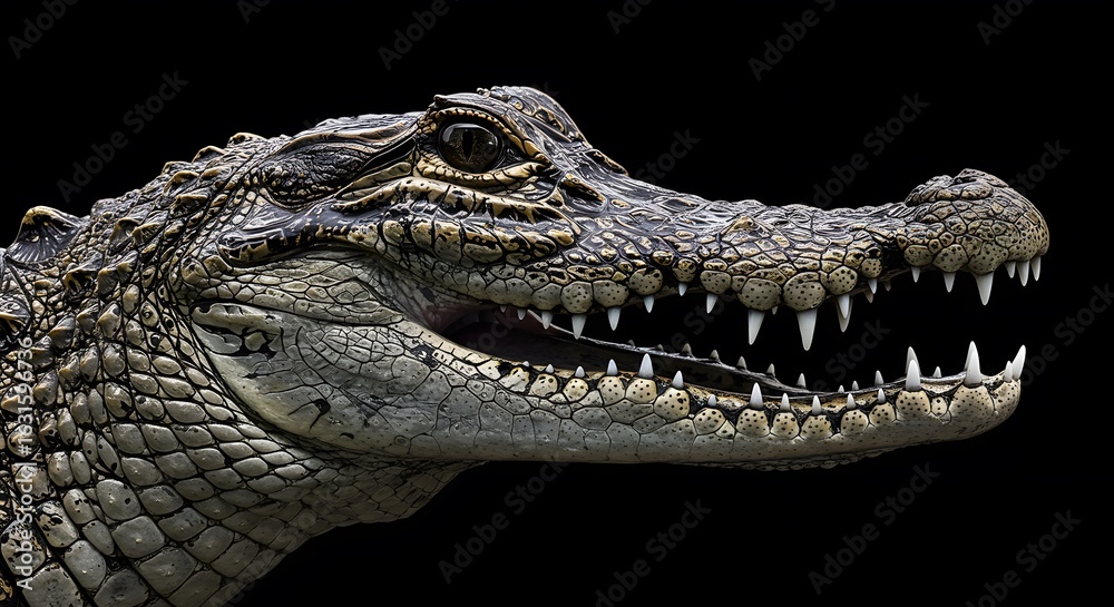 Fototapeta premium Close-up of a fearsome crocodile with sharp teeth and open mouth