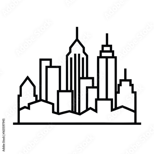 Vector art of black and cityscape outline isolated