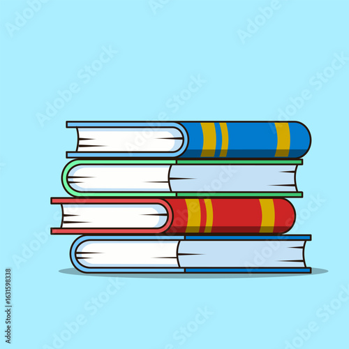 Isolated Pile of Colorful Books Vector Illustration Flat Design 