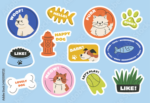 Cute Pet Stickers Collection with Dogs and Cats.