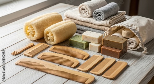Eco-Friendly Bathroom Bamboo Combs Loofahs