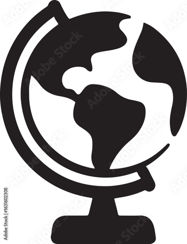 Silhouette vector of a classroom globe, ideal for education, geography, learning, school, and global study concepts.
