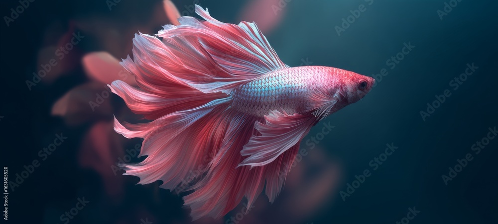 Obraz premium Minimalist Betta Fish Cinematic Poster with Negative Space and Artistic Lighting – No Text