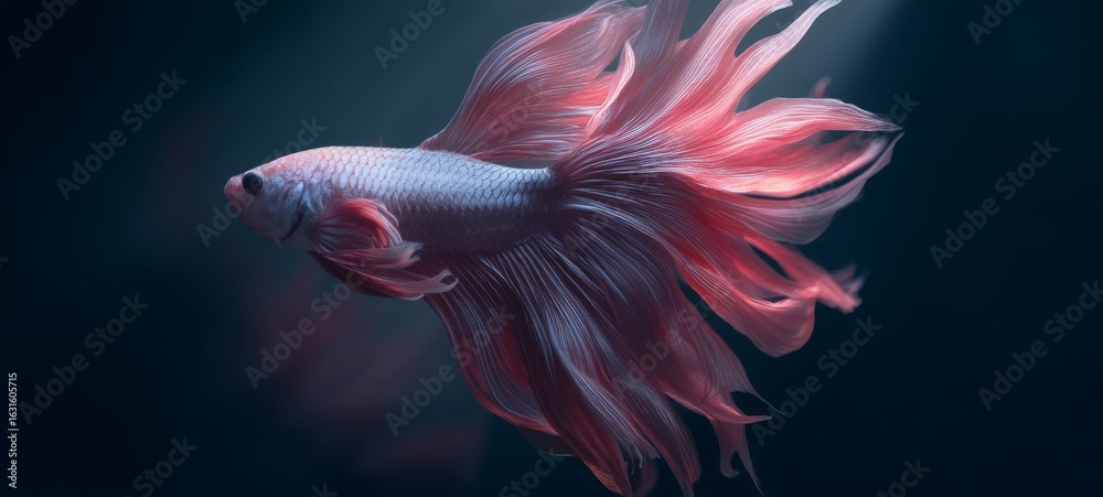 Obraz premium Minimalist Betta Fish Cinematic Poster with Negative Space and Artistic Lighting – No Text