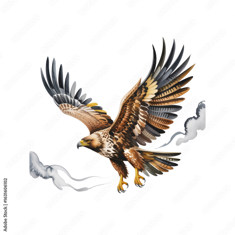 Fototapeta premium Majestic Eagle in Flight Against a Dark Background