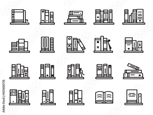 Books and library symbols in clean flat vector design