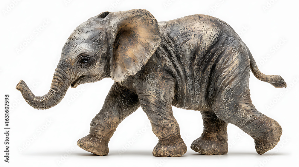 Fototapeta premium World animal day baby elephant walking isolated on white background