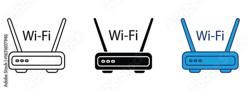 Wireless router icon sign symbol . Set of Wi Fi icon. WIFI vector icon illustration isolated on white background .
