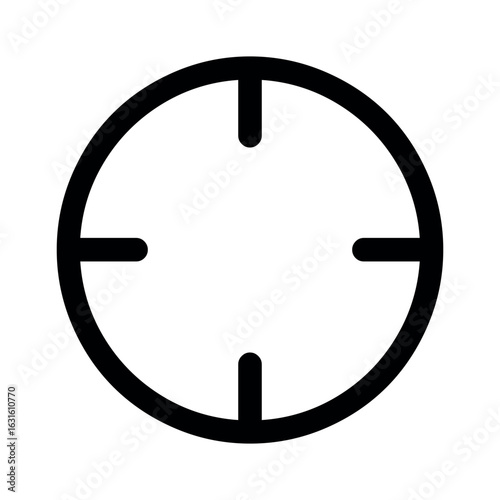 A simple black target with a circular outline and crosshair marks on a white background image here now