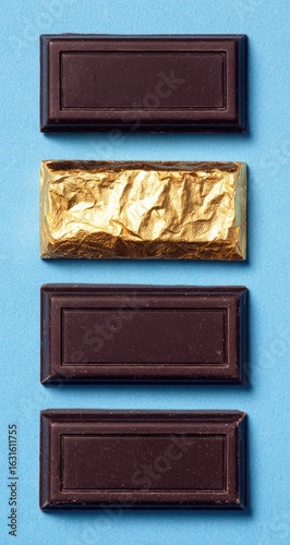 Chocolate bars, gold foil