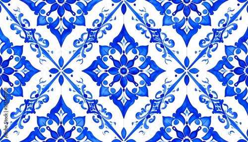 Ornate blue and white tile pattern