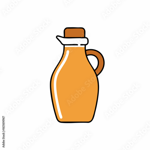 Cartoon oil bottle, simple illustration featuring olive oil. Cartoon oil bottle design for cooking needs.