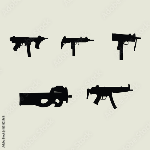 set of guns vector illustration
