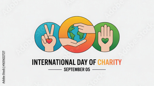 International Day of Charity illustration featuring hands, hearts, and globe—symbolizing peace, compassion, and global generosity