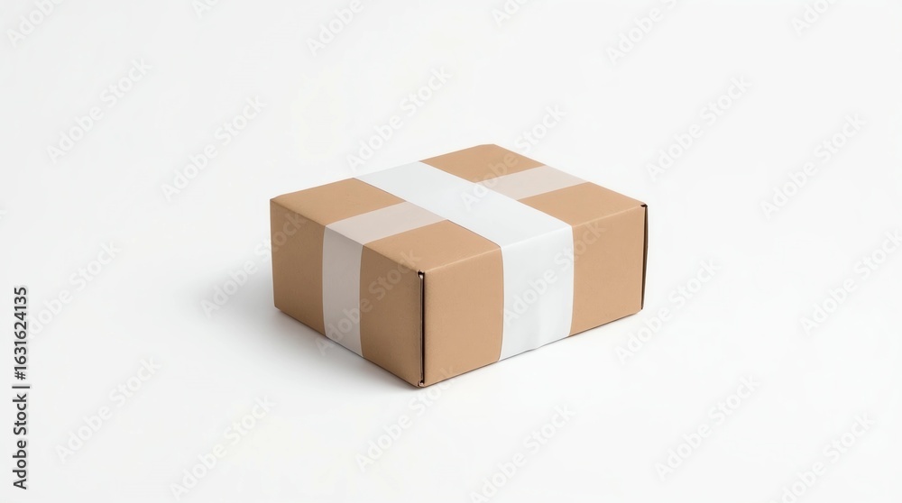 Fototapeta premium Kraft paper Gift Box Mockup with white paper cover, 3d rendering