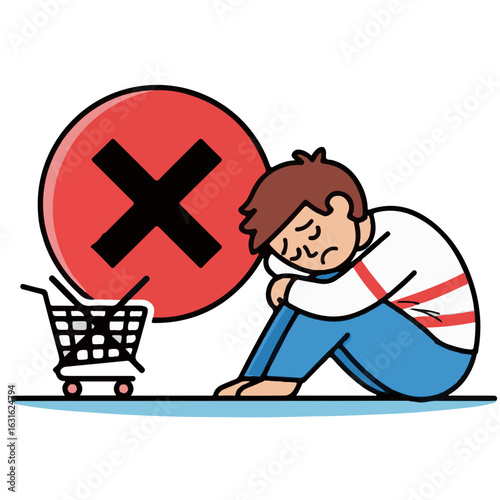 Sad Man with Shopping Failure