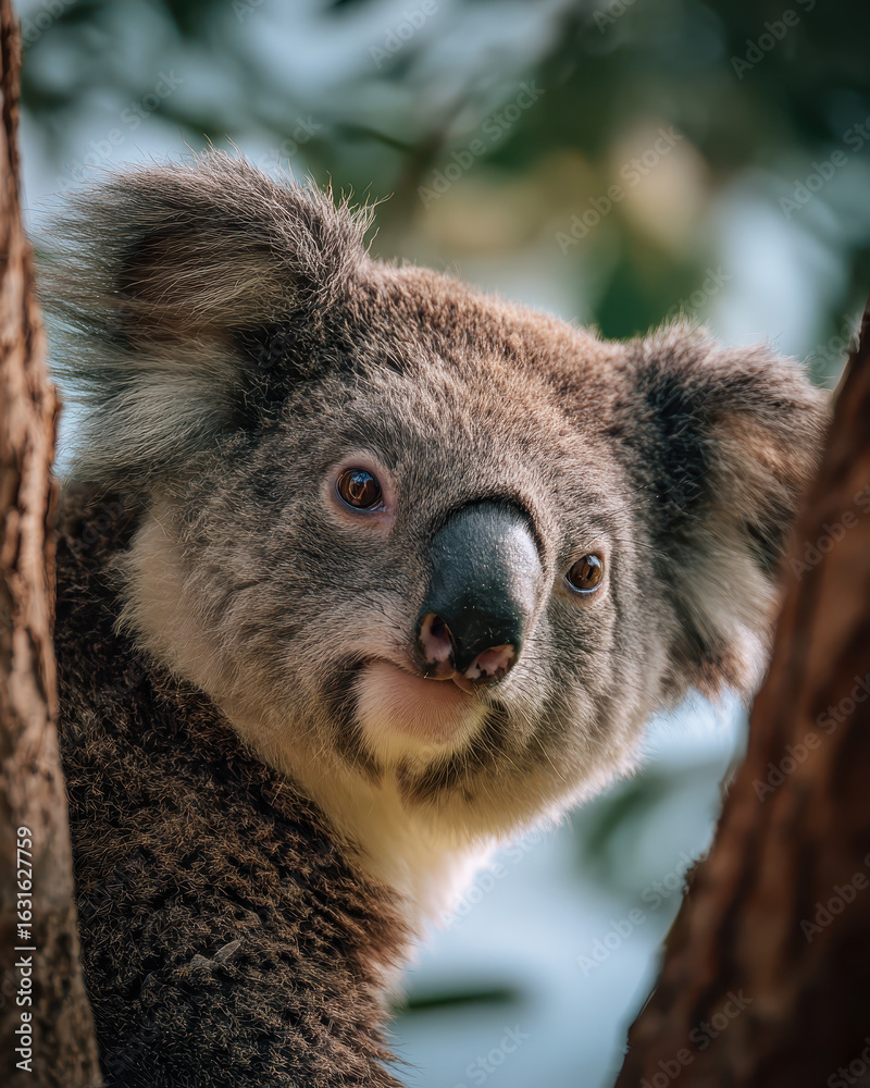 Naklejka premium Curious Koala in Natural Light