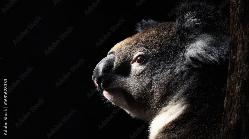 Obraz premium Koala Looking Sideways Dramatic Light