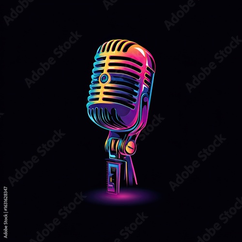 Retro microphone graphic with vibrant colors
