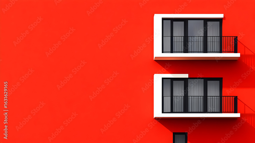 Obraz premium Red Building Facade 3D Illustration