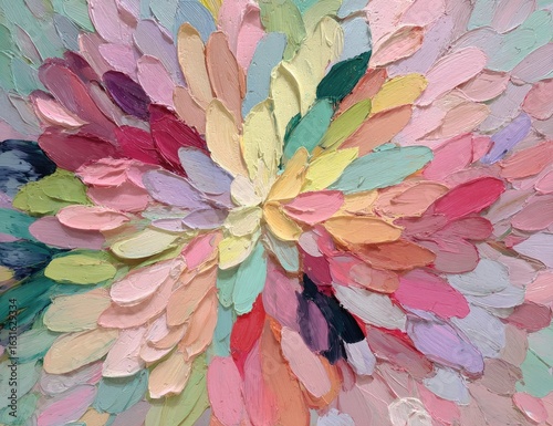 Abstract painting with vibrant, textured petals