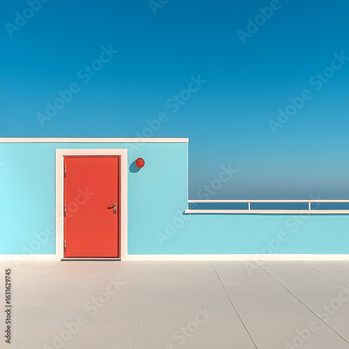 Minimalist Rooftop Door 3D Illustration