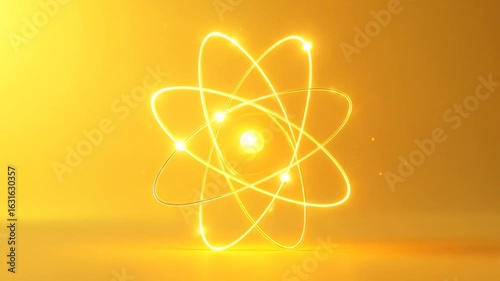 Atomic structure illuminated in golden light