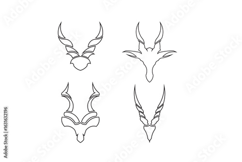 Abstract line logo of eland head with horns