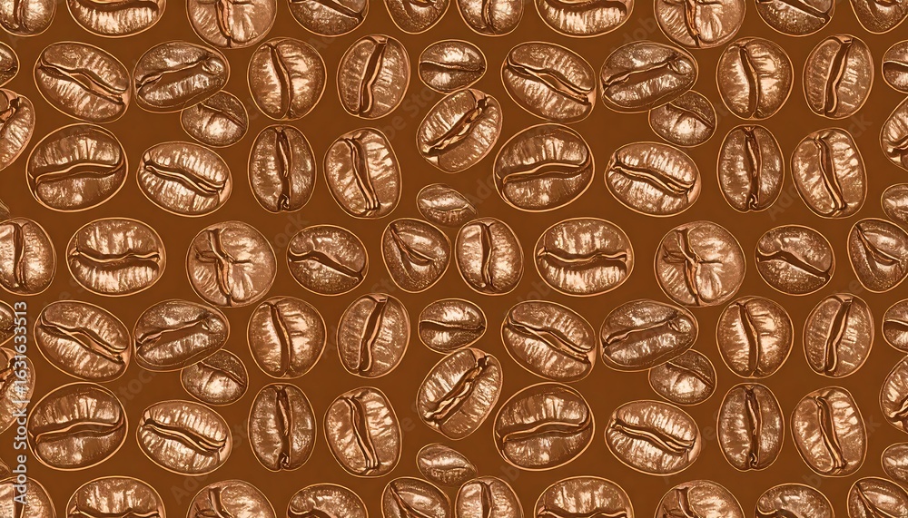 Fototapeta premium Coffee beans pattern on brown background