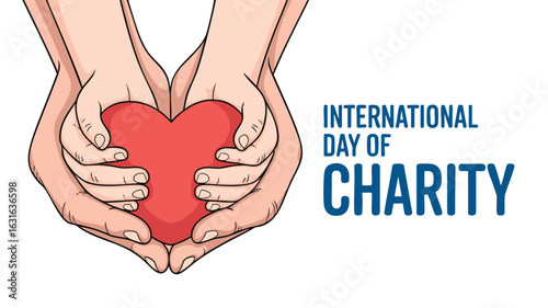 International Day of Charity Hands Holding a Heart