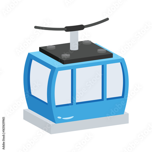 Ready to use 2d style icon of moving chairlift