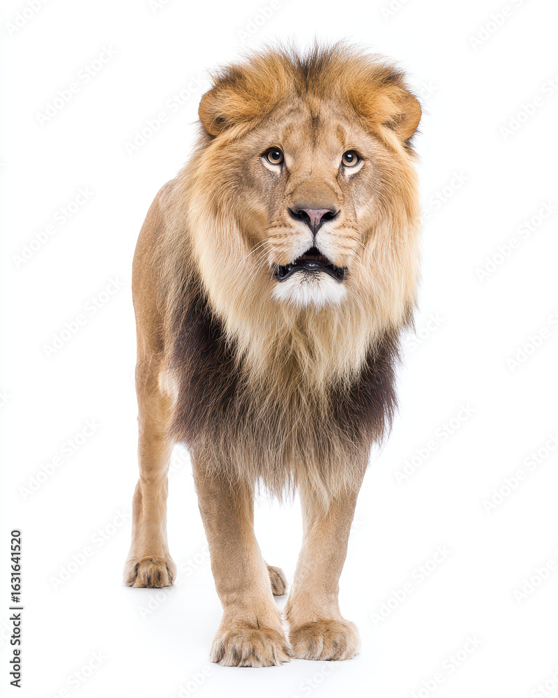 Fototapeta premium Lion Isolated on White Background Studio Lighting