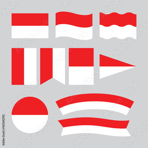 Red and White Indonesian Flag Variants Collection