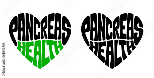 Heart-shaped sticker featuring "PANCREAS HEALTH" in colorful and black design for healthcare and wellness concept